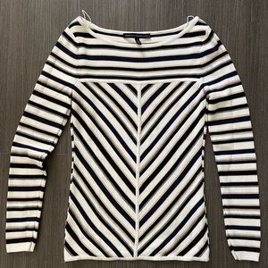 White House Black Market Striped Metallic Long sleeve top Small